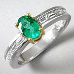 18k Two Tone Gold Emerald Ring Diamond Accents
