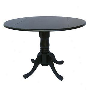 42in Round Black Dual Drop Leaf Pedestal Table