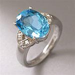 7.8 Cttw Ovap Blue Topaz And Cz Ring