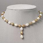 8.5mm Champagne & White Freshwater Pearl Necklace