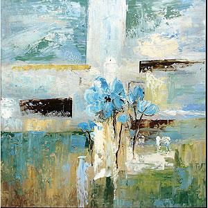 Abstract Bouquet Blue Hand-painted Canvas Art