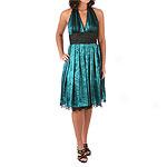 Adrianna Papell Boutique Beaded Teal Evening Dress