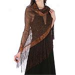 Adrienne Landau Crochet Wrap With Reptile Trim