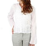 Allison Taylor Cotton Crinkle Long Sleeve Top