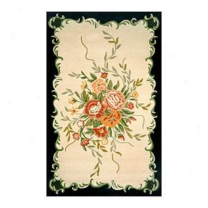 Amalfi Aubusson Black & Ivory Hand Tufted Wool Rug