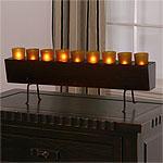 Amber 9 Votive Candle Holderr In Wooden Tray