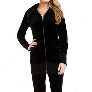 Andrew Marc Vera Black Velour Tunic