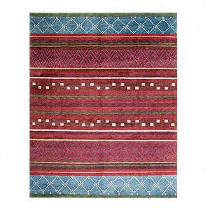 Appalachian Red Hand Knotted Wool Rug