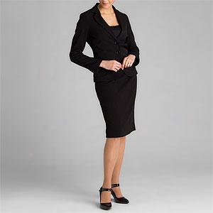 Atelier Luxe Black 2-button Skirt Suit