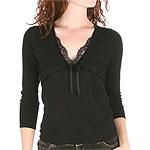 Aubust Silk Pointelle & Lace V-neck Sweater