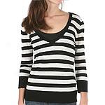 August Silk Striped Wool And Silk V-neck Sweater