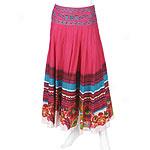 Autograph Pink Ethnic Print Skirt With Wood Bdads