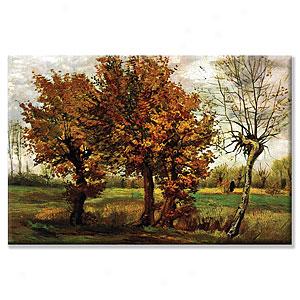 Autumn Landscape Upon 4 Trees Canvas By Van Gogh