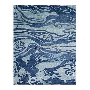 Azure Clouds Denim Hand Knotted Wool Rug