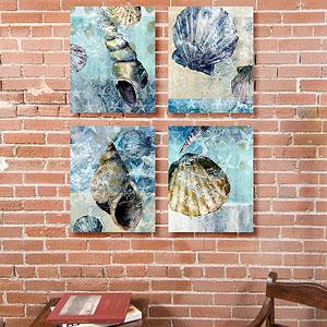 Beachcombing Set Of 4 11in X 14in Canvas Prints