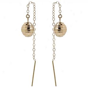 Beaded Threader Earrings, 14k Yellow Gold