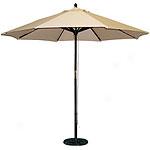 Beige Market Umbrella 9' With A Light Wood Finish