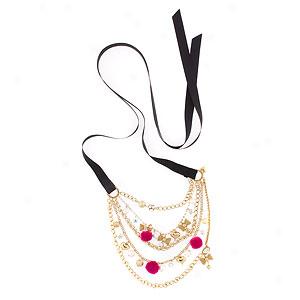 Betsey Johnson Layered Ribbon Necklace