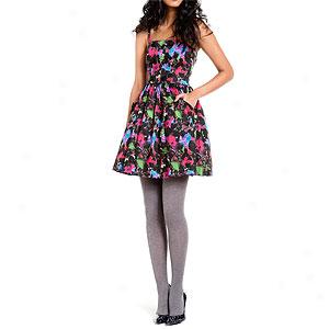 Betsey Johnson Printed Stretch Sateen Dress W