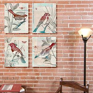Bird Watching Set Of 4 11in X 14in Canvas Prints