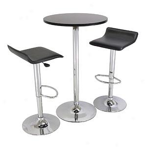 Black 3pc Table & Stool Pub Set