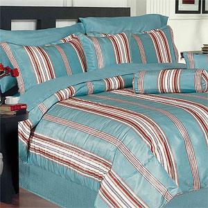 Blue And Red Stripe 16pc Bedding Ensemble