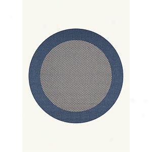 Blue Simple Border Indoor Outdoor Round Rug