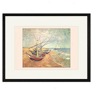 Boats At Saintes-maries Framed Print By Van Gogh