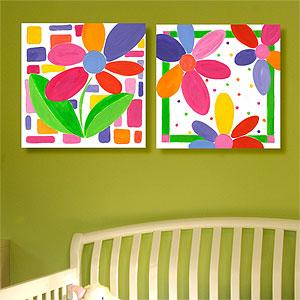 Bright Flowers Set Of 2 Outoor Canvas Prints