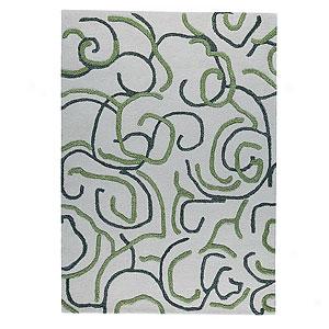 Busy Green Hand Tufted New Wool Rug