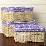 Butgerflies Purple Set Of 3 Fabric-lined Totes