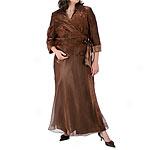 Cachet Plus Iridescent Rust Faux Wrap Gown