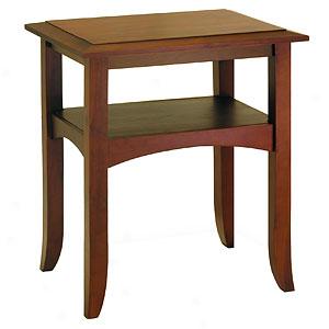 Carl Walnut Pine End Table With Shelf