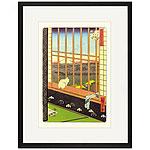 Cat By A Window Framed Print In proportion to A. Hiroshige