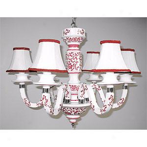 Ceramic Red And White Hand Painted Chandelier