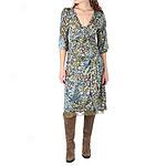 Chaudry Floral Printed Jersey Dress With Lace Dress