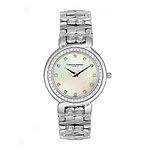 Christian Bernard Men's White Giid Plated Cz Watch