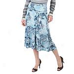 City Unlimited Blue Floral Print Jersey Skirt