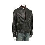 Cole Haan Zip-front Leather Motorcycle Jacket
