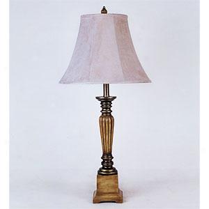 Column 35.5in Table Lamp With Suede Shade