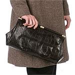 Contemporary American Label Brown Leather Clutch