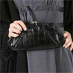 Contemporary American Label Black Leather Clutch