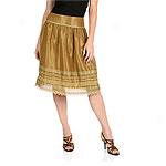 Contemporary Designer Metallic Silk & Lace Skirt