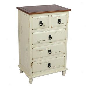 Country White 5-drawer Accent Stand