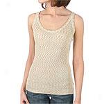 Cris Gold Silk Knit Tank Top With Metallic Yarns