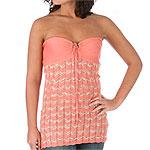 Cris Silk Blend Chevron Knit Strapless Top