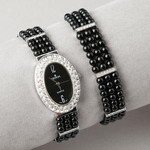 Croton Womens Agate & Crystal Watch & Bracelet