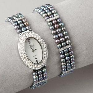 Croton Womens Cultured Pearp Watch & Bracelet