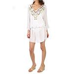 Cz Cover-ups White Floral Embroidered Cover-up