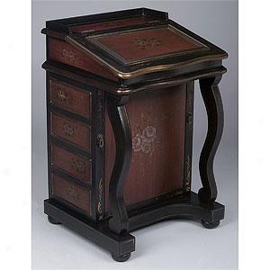 Dark Brown Davenport Desk Style Jewelry Cabinet